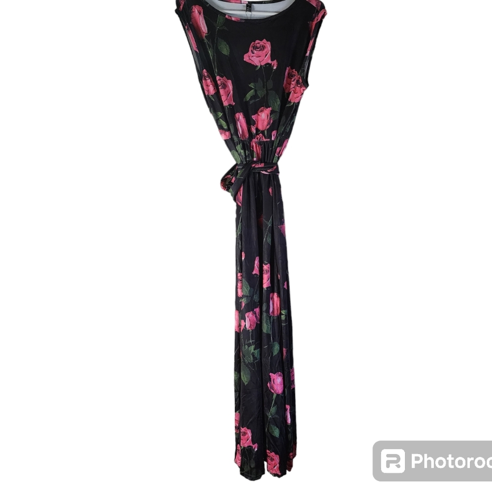 Fisoul Floral Pink And Black Maxi Dress Size XXL